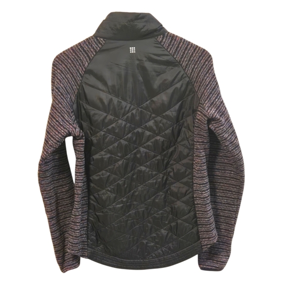 Title Nine Black Pink Quilted Knit Softshell Full Zip-Up Jacket Size Large - Picture 2 of 7
